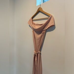 Pale pink off the shoulder cocktail dress. Size 6. Never worn!